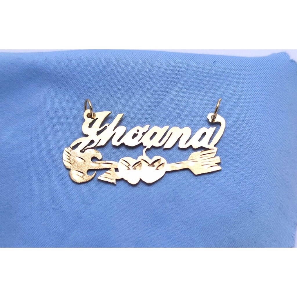 Unique 14k Karat Solid Yellow Gold Designer Initial Name Jhoana Charm Pendant
